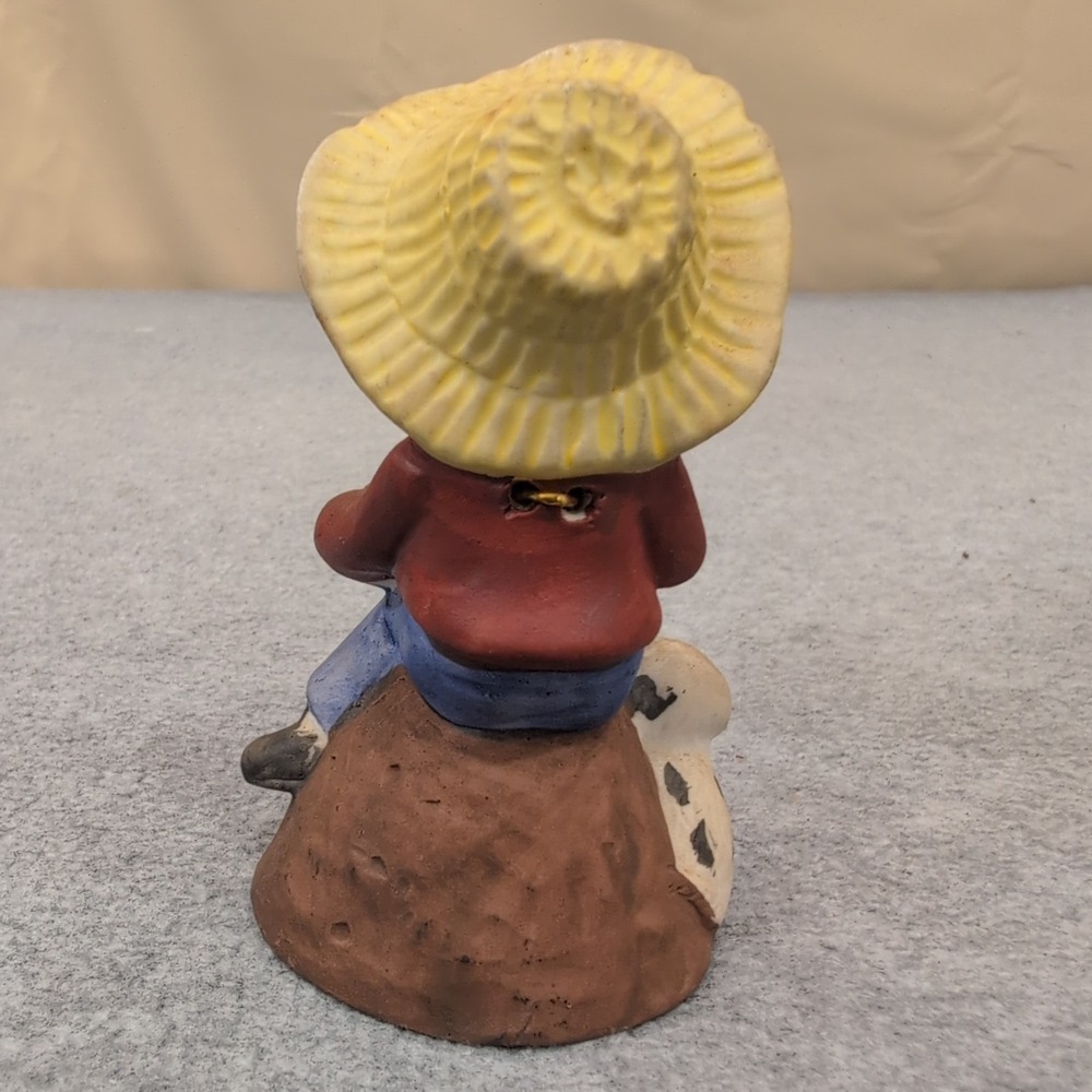 Frankel Boy with Dog and Basket Bell Figurine Vintage Ceramic Made in Taiwan - Picture 3 of 4